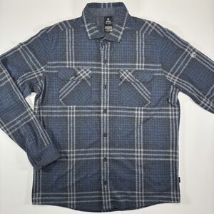KUHL Innovatr Italian Knit Flannel Fleece Shirt Mens Large Blue Cozy Never Worn